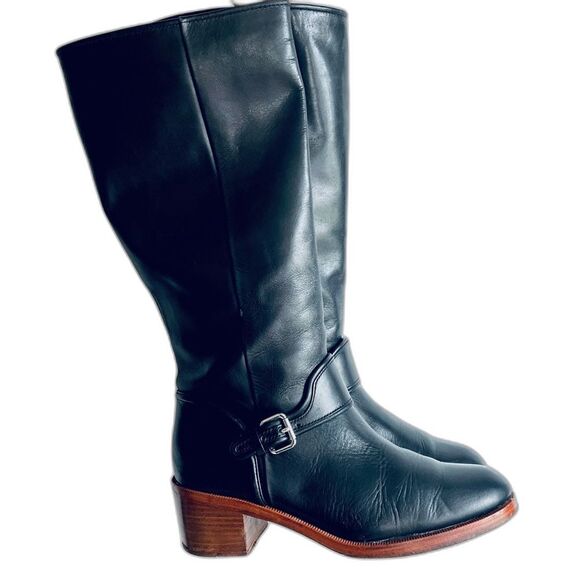 Coach Black Genuine Leather Boots Cecilia Soft Calf High Dress Boots Size 9.5 B - Picture 1 of 16